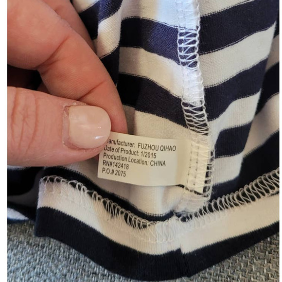 Lolly Wolly Doodle Navy Stripe Half Sleeve Dress Size Small - Picture 5 of 5